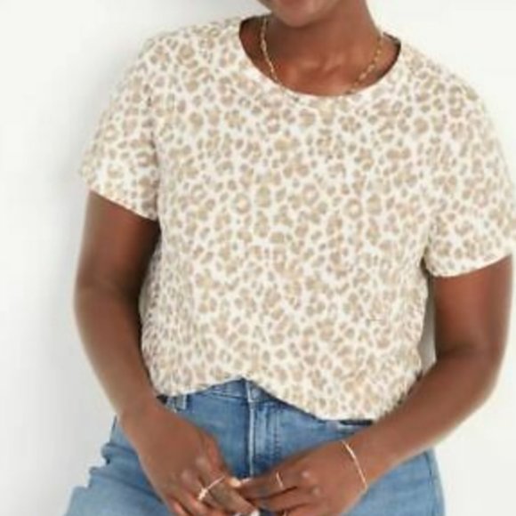 🍒 OLD NAVY Leopard Short Sleeve T-Shirt PLUS Sz XXL - Picture 1 of 14